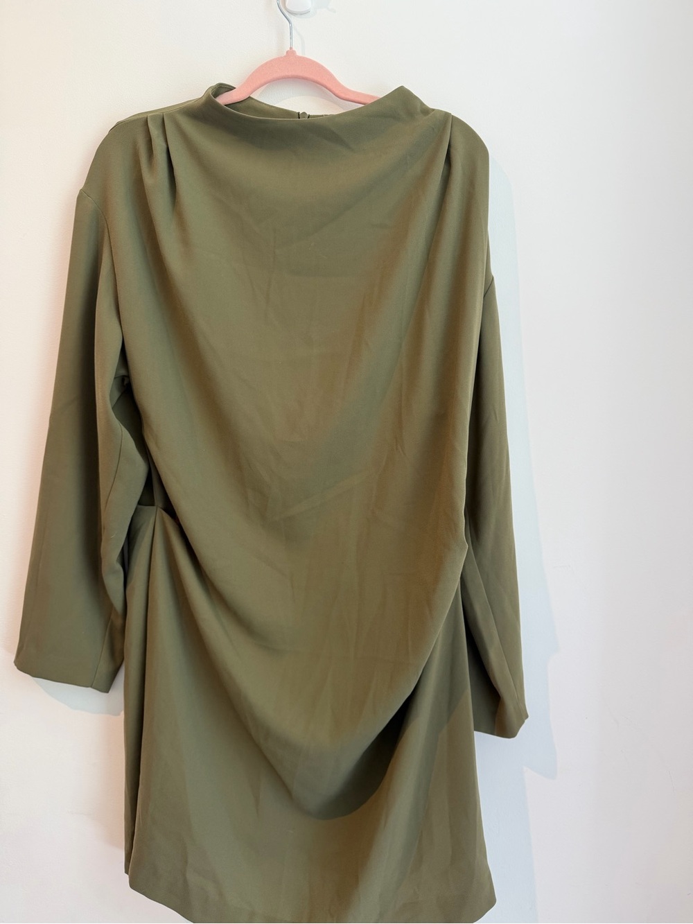 H&M Olive Draped Long-Sleeve Mini Dress - Picture 2 of 3